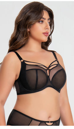 Large size underwear, women's big breasts are small, anti-sagging, gathering and breathable mesh, large cup fat MM bra.