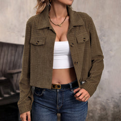 Corduroy jacket short coat lapel early autumn coat women