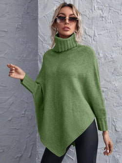 Turtleneck Top Amazon Long Sleeve Solid Shoulder Irregular Knitted Sweater Jacket