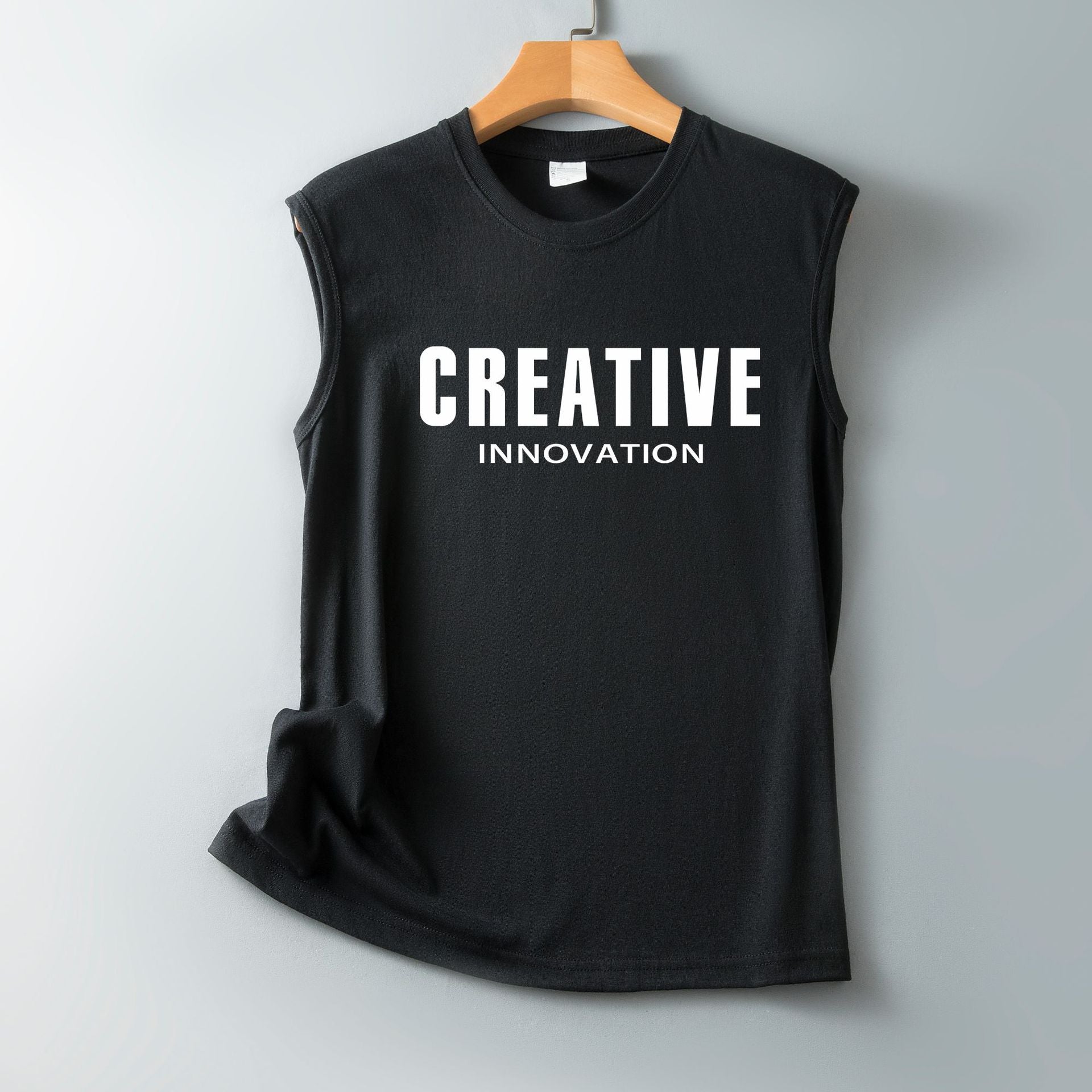 New Letter CREATIVE Printed Loose Crew Neck Sleeveless Vest