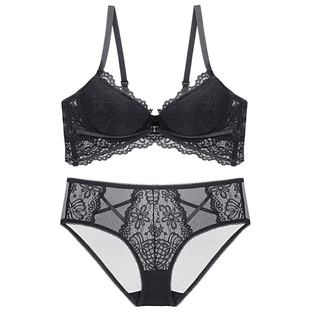 Cross-border French sexy pure desire lace bra, small breasts gather and breathable women's anti-sagging inner lace underwear set