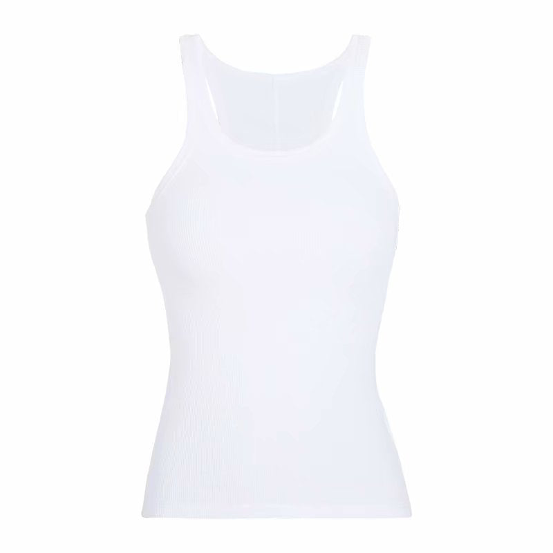 Solid color narrow shoulder elastic slim fit showing thin base suspender sleeveless small vest