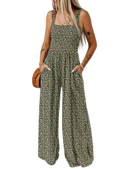 Women's suspender trousers cross-border autumn explosion floral printing sleeveless jumpsuit women