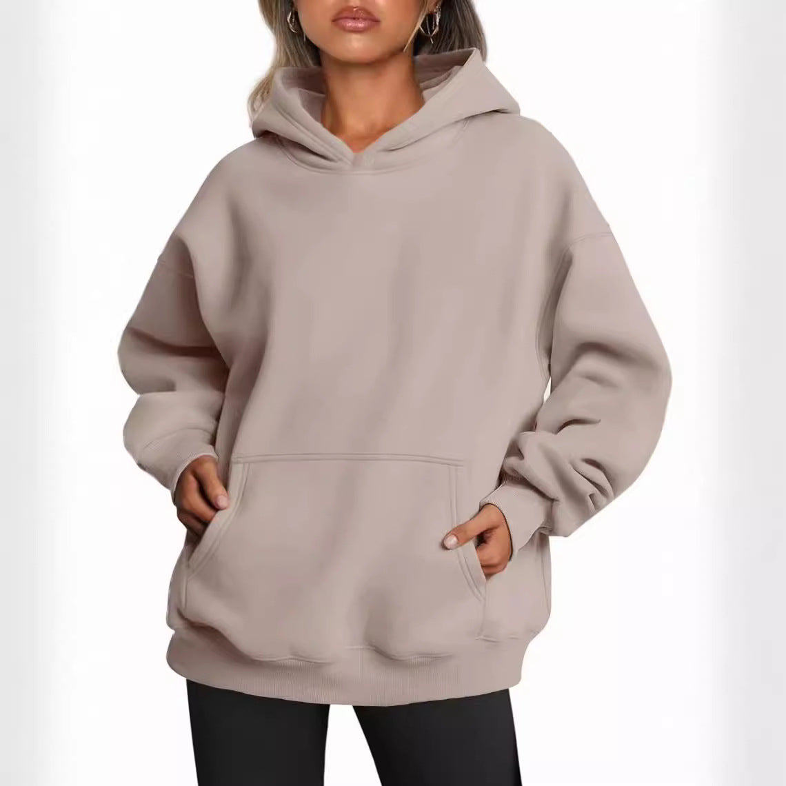 Down Sleeve Hooded Sweater Women's Autumn Thick Hooded Sweater