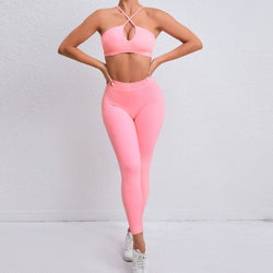 New nude yoga clothes cross beautiful back sports tight suit running breathable quick drying fitness yoga clothes