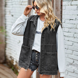 Loose casual top denim vest vest tide