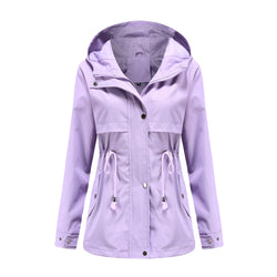 Hooded Jacket Long Sleeve Waist Outdoor Rainproof Jacket