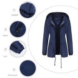 Hooded jacket Outdoor raincoat Short trench coat Cardigan jacket