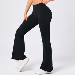 Peach hip lift yoga V waist flared pants fitness sports wide legs slightly high waist quick drying yoga pants