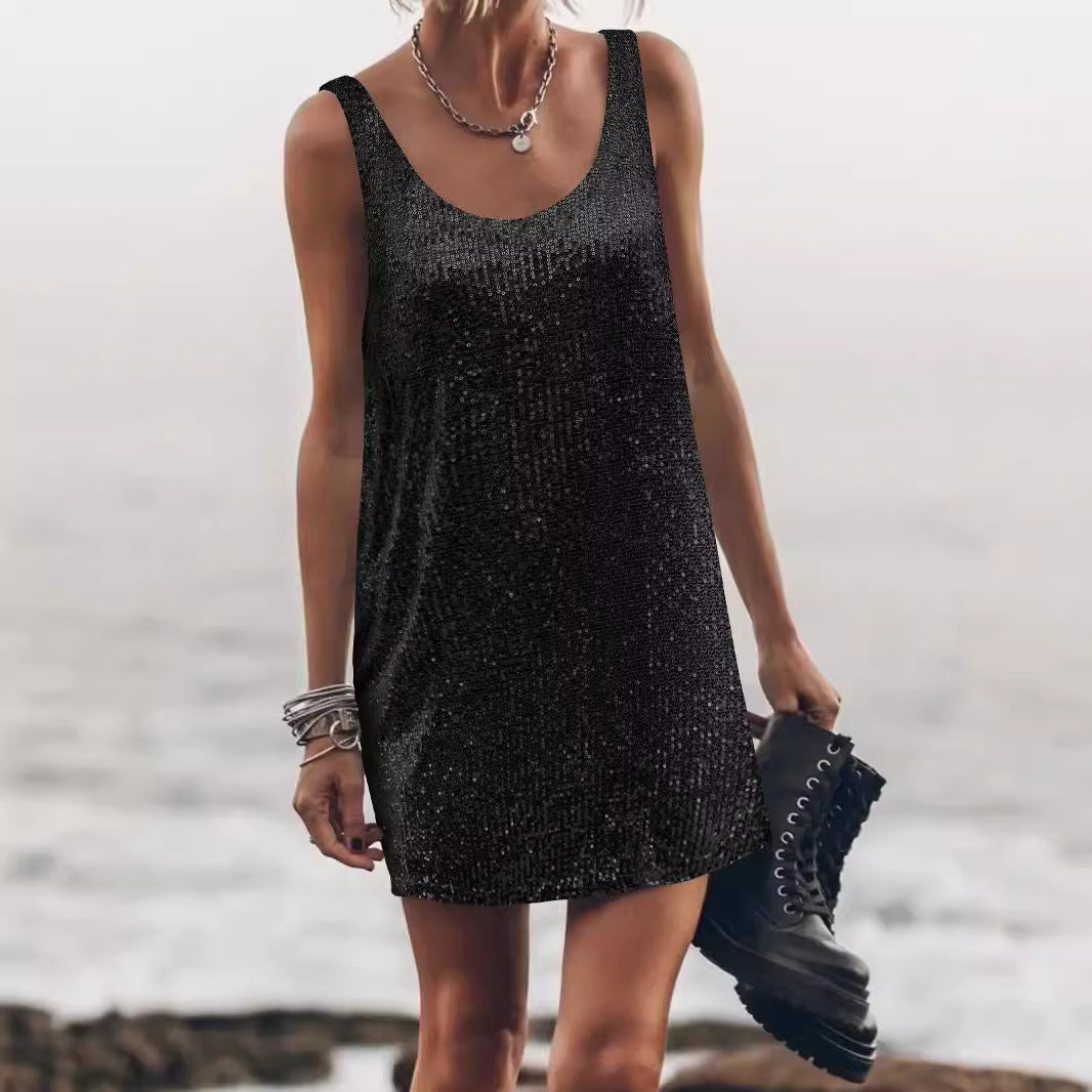 Summer New Sexy Casual Style Sleeveless Dress Sequins Spice Girls