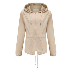 Hooded jacket Outdoor raincoat Short trench coat Cardigan jacket