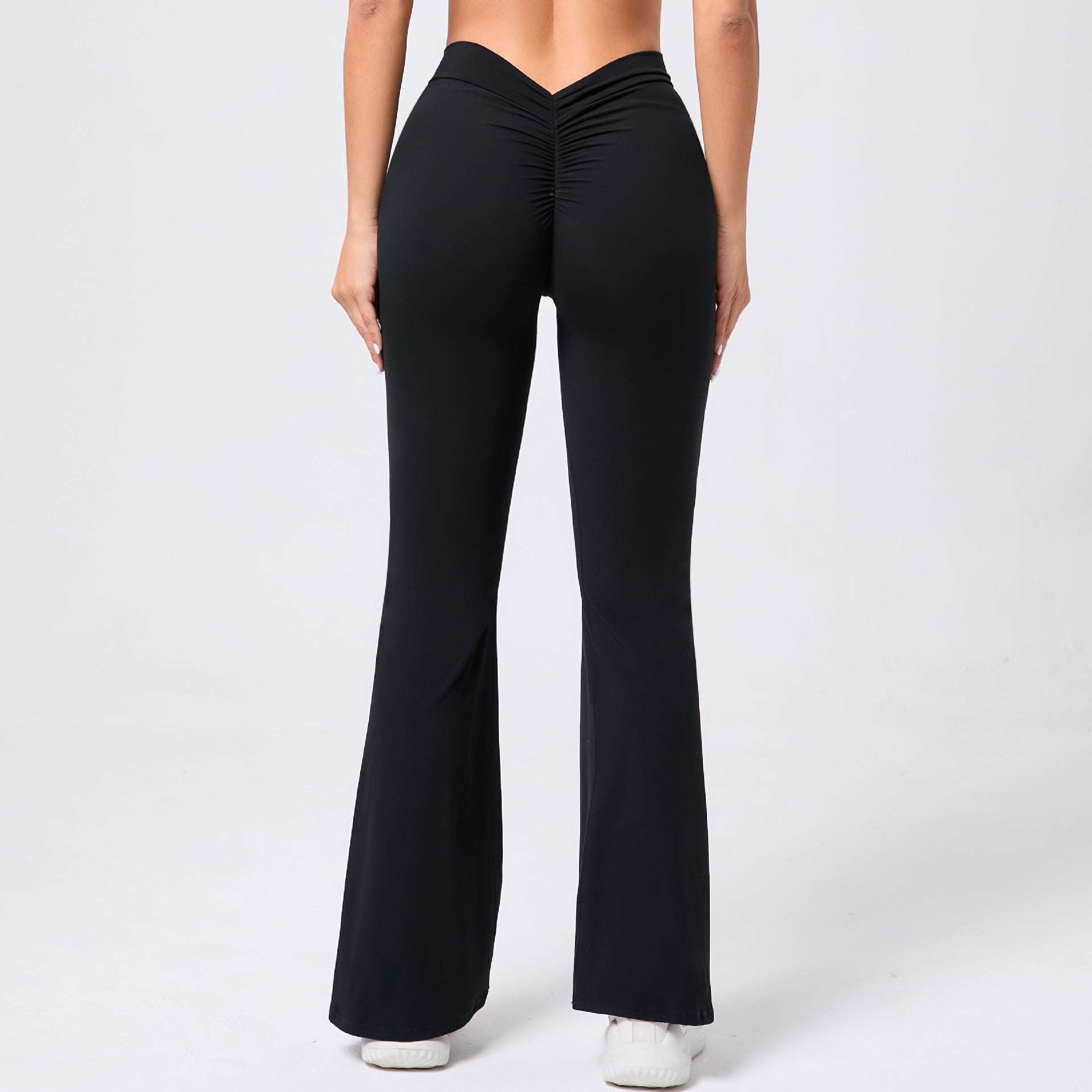 Peach hip lift yoga V waist flared pants fitness sports wide legs slightly high waist quick drying yoga pants