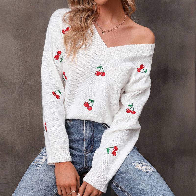 Bottom knitted sweater women's loose crew neck star pullover