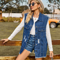 New denim vest vest summer fashion trend denim sleeveless vest women