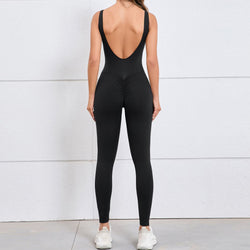 Hollow back peach buttocks tight one-piece yoga clothes women's nude quick-drying sports one-piece fitness clothes