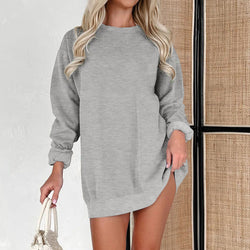 Fashion Women's Autumn and Winter Long Sleeve Pullover Sweater Trendy Solid Color Versatile Top