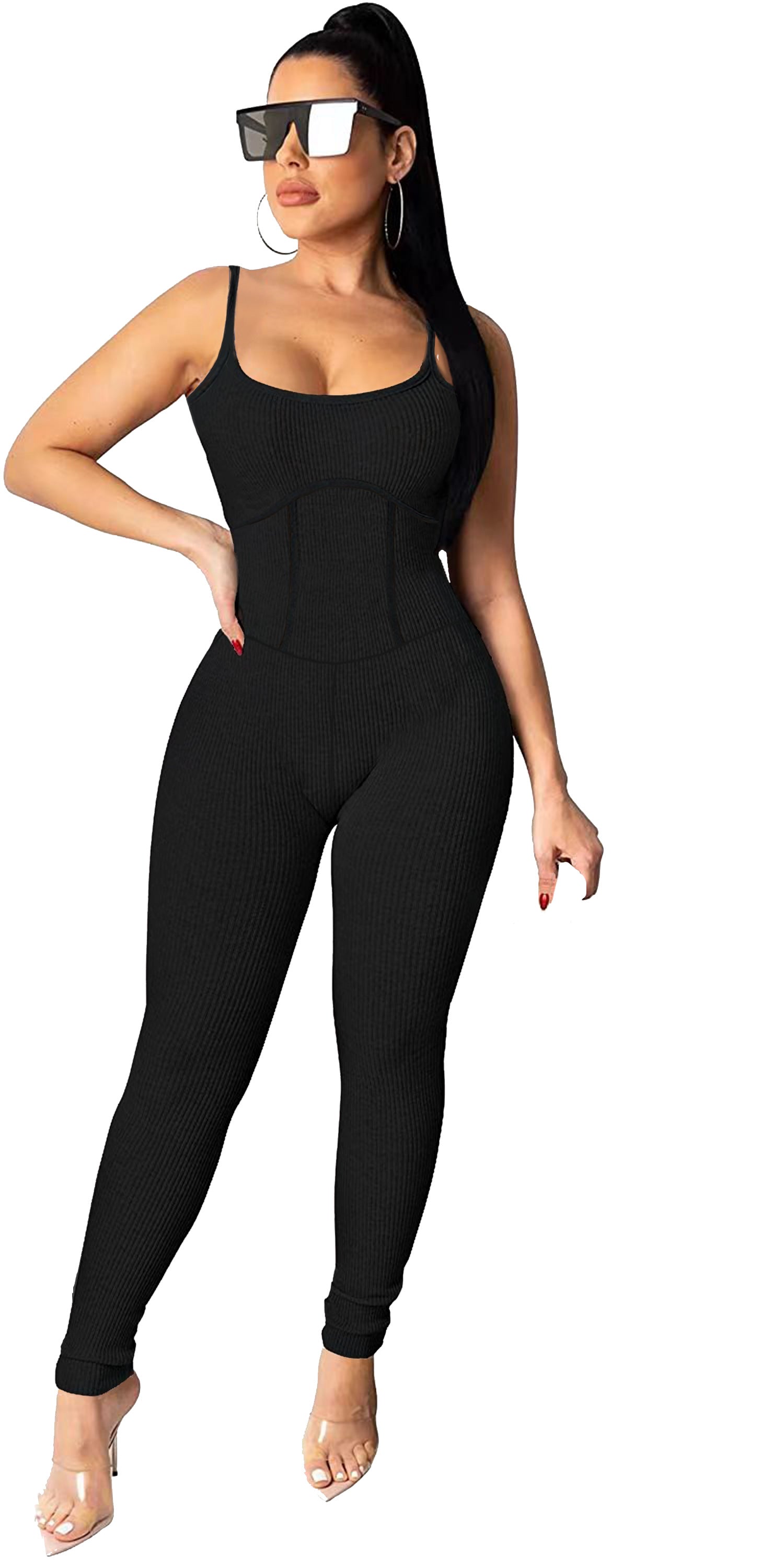 Suspender jumpsuit ribbed jumpsuit tights