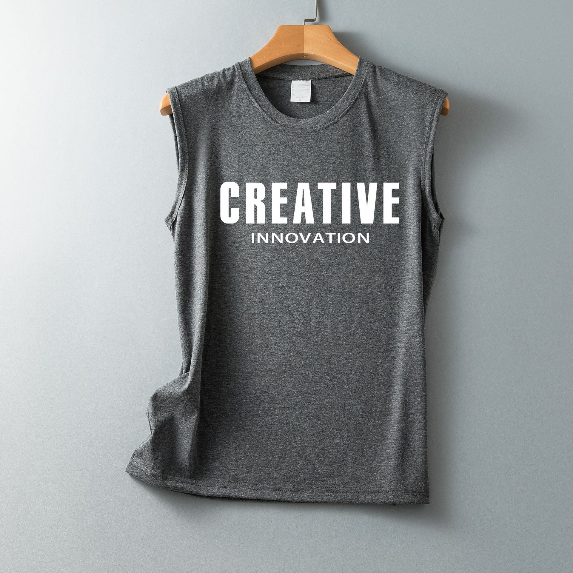 New Letter CREATIVE Printed Loose Crew Neck Sleeveless Vest