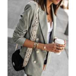 Solid color long-sleeved jacket button-down small suit women's clothing