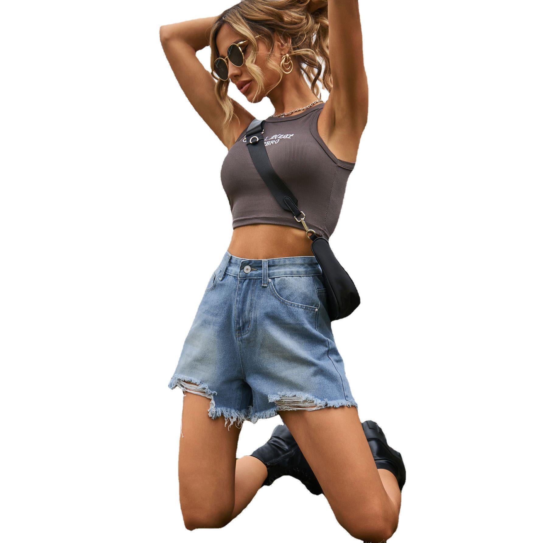 Skinny Ripped Versatile Skinny Denim Casual Shorts Women