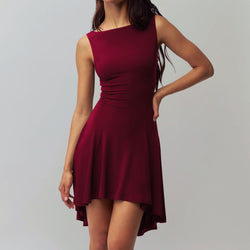 Slim-fit solid color new sleeveless sexy Spice Girls European and American one-word neck dress waist and thin vest skirt