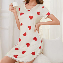 Short Sleeve Pajamas Women's Summer Milk Silk Love Short Home Ladies Pajamas