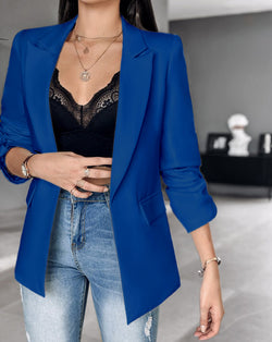 Long Sleeve Solid Color Cardigan Blazer Women