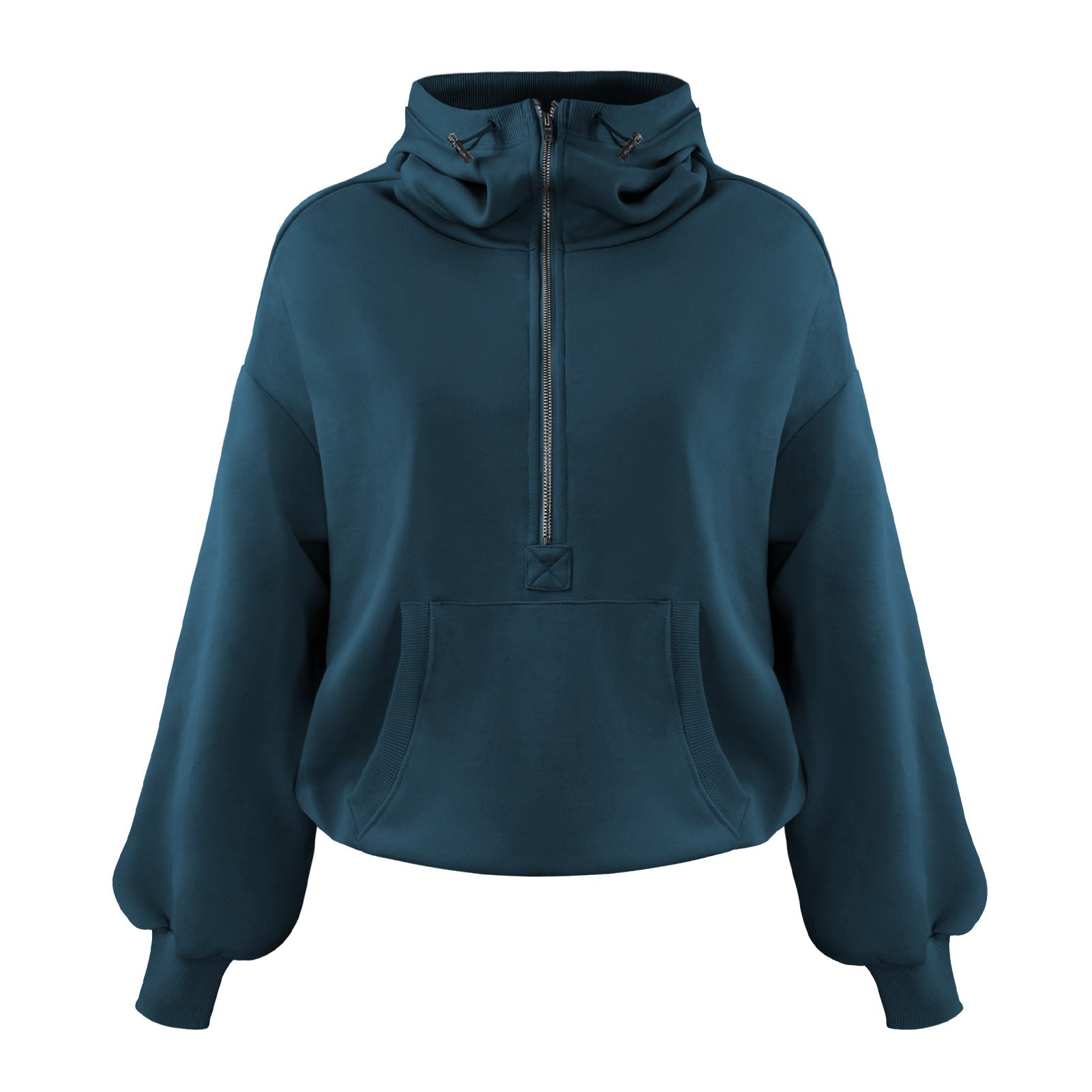 Sports Hoodie Drawstring Long Sleeve Top Half Zip Jacket Sweater