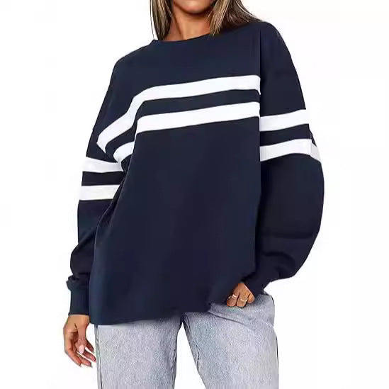 Women's oversized loose sweatshirt crew neck long-sleeved top casual pullover sweater