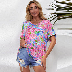 New loose casual print women's t-shirt top