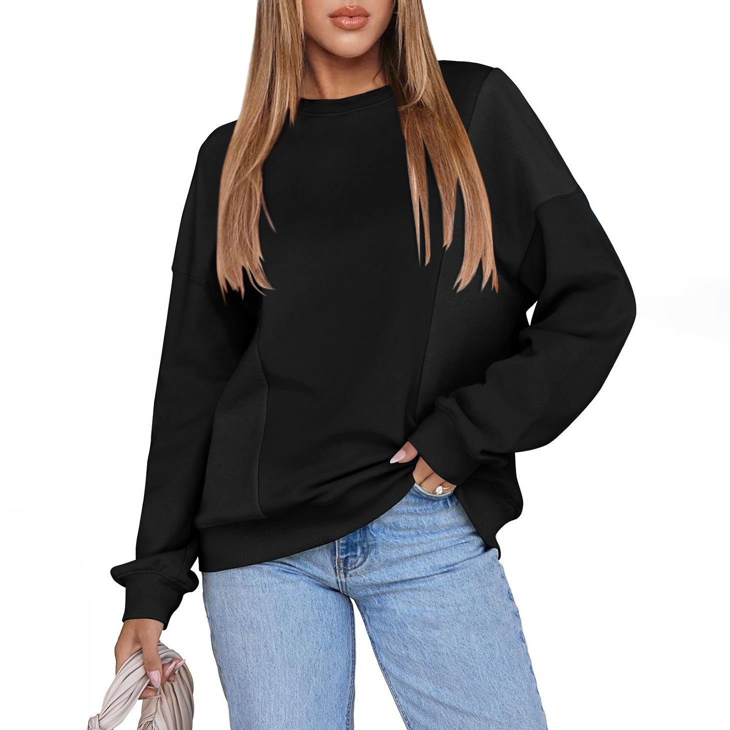 Loose casual style trend hot-selling new round neck pullover long sleeve fashion sweater women