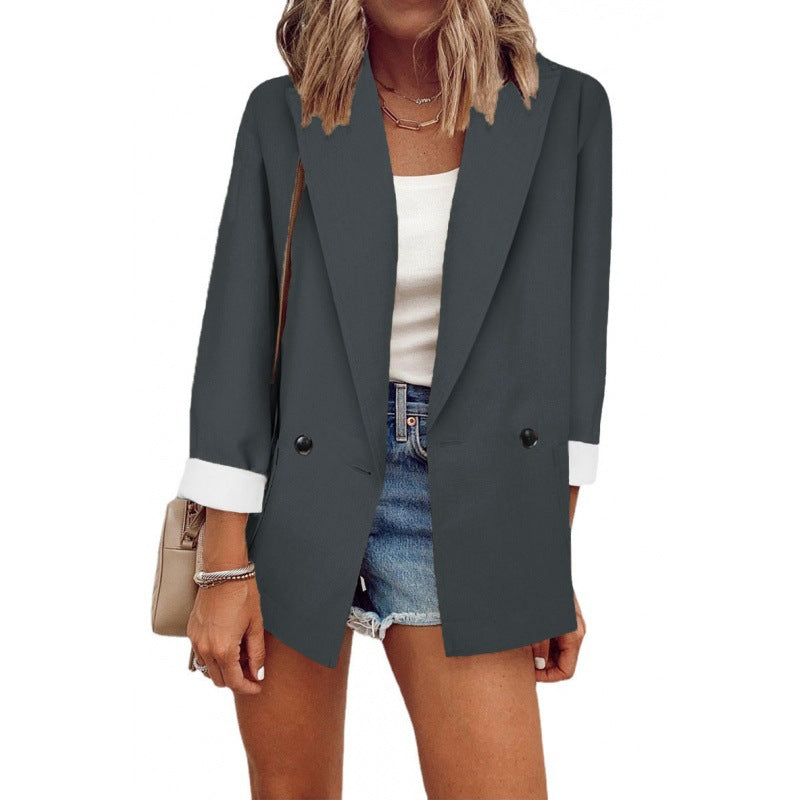 Solid color small suit single long-sleeved spring and autumn blazer