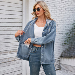 New retro washed denim jacket top