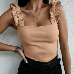 Sexy one-word neck low-cut suspender slim-fit vest top