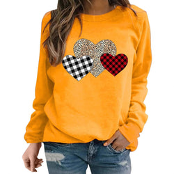 Leopard print love pullover loose casual crew neck women's sweater