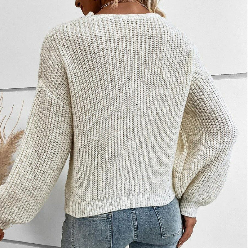 Fashion new sweater women's clothing Amazon temperament cross v-neck loose pullover sweater women