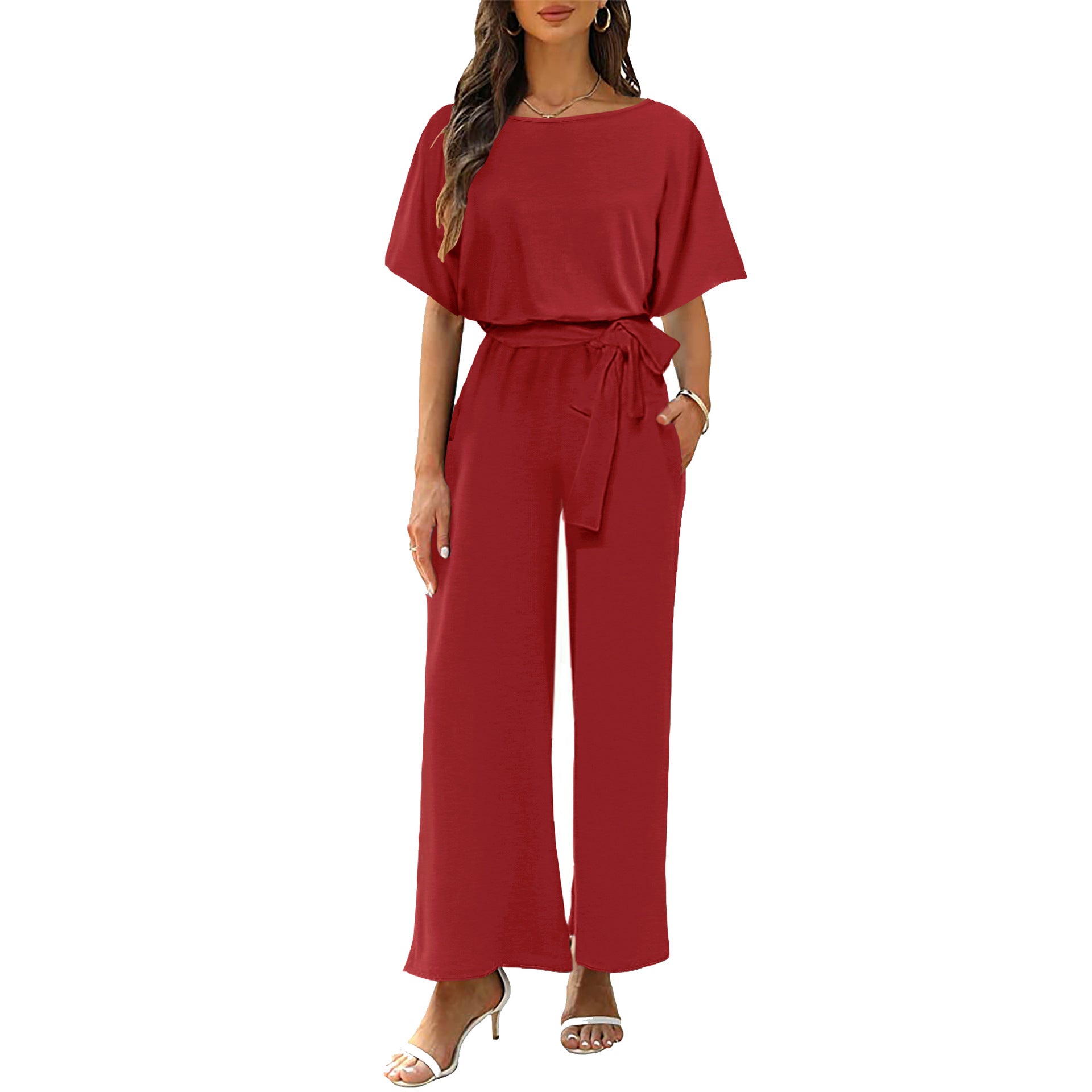 Crew Neck Short Sleeve onesie Women's Jumpsuit