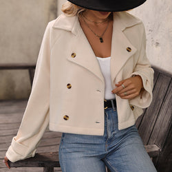 Jacket jacket double-breasted lapel woolen small fragrant short coat