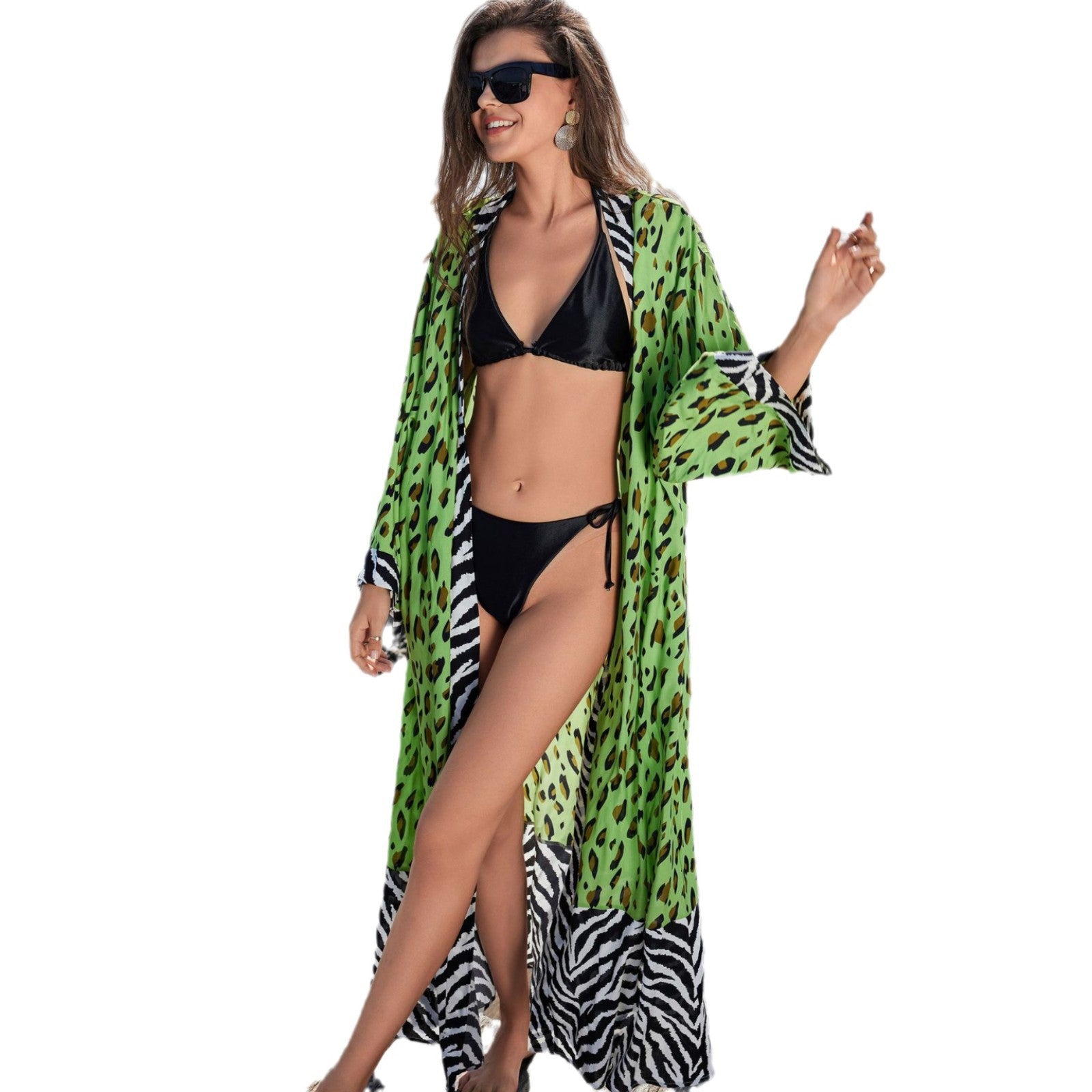 Beach skirt women's casual leopard print pullover bikini swimsuit blouse sunscreen suit