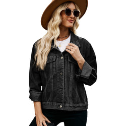 Short long-sleeved denim jacket jacket top women