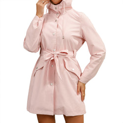 Thin casual loose trench coat with belt for women