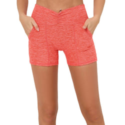 Tight Hip Lift Yoga Shorts Front Waist Pleated Pockets High Waist Fitness Shorts Outside Running Sweatpants Women