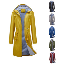 Anti-splash hooded solid color top striped lining straight jacket