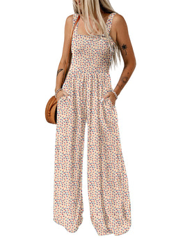 Women's suspender trousers cross-border autumn explosion floral printing sleeveless jumpsuit women