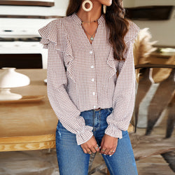 Temperament commuter long-sleeved ruffle shirt