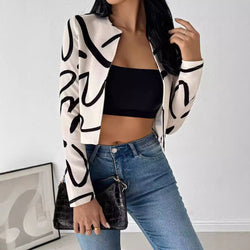 Women's Fashion Casual Abstract Printed Cardigan Jacket Top Women's Clothing