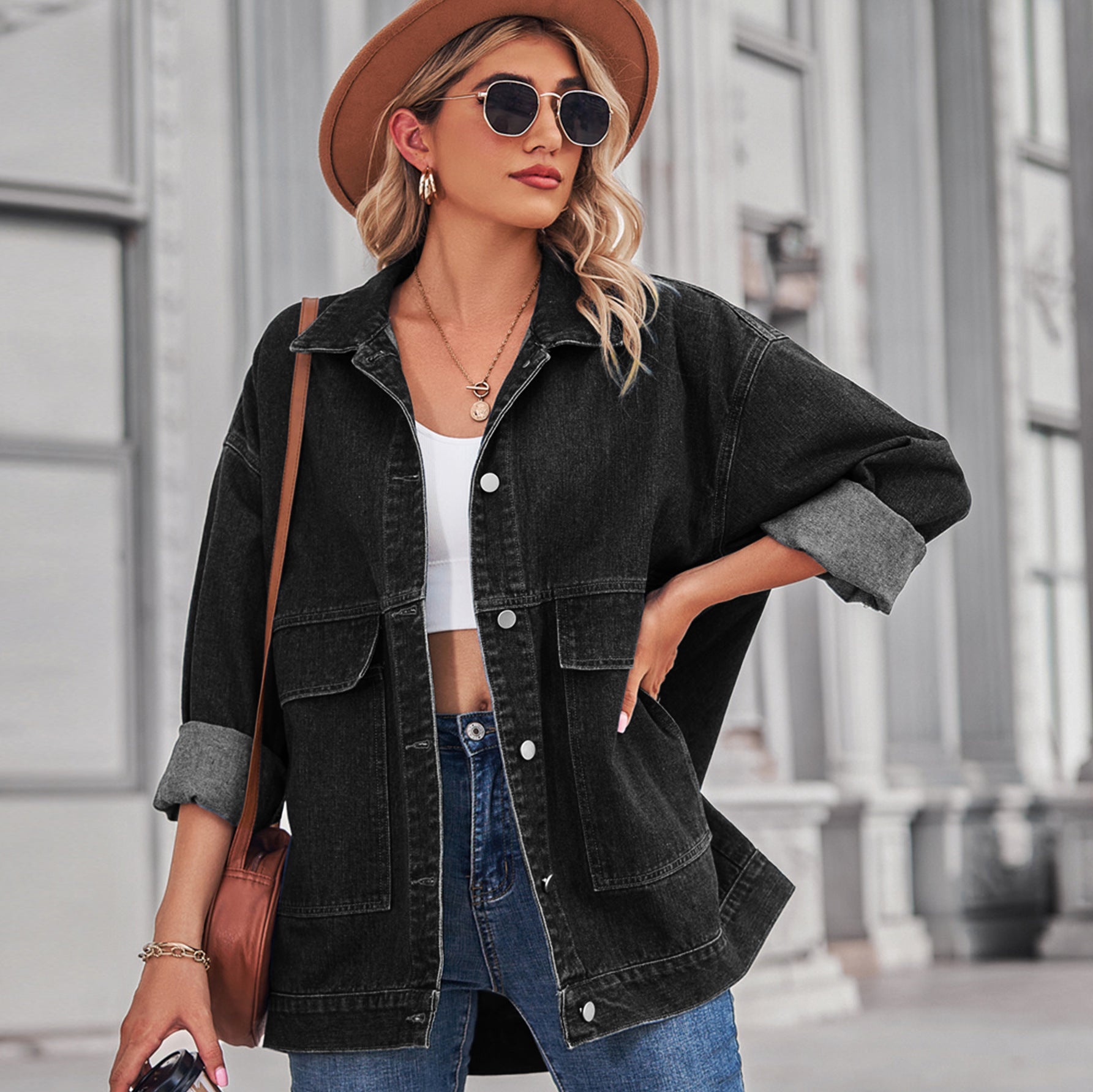 Versatile Skinny Retro Classic Loose Denim Jacket Top Women