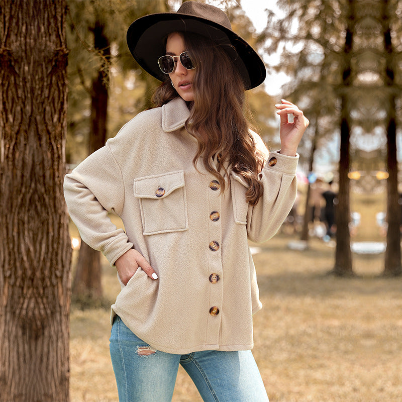 Women's autumn and winter new thickened fleece cardigan jacket