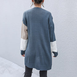 Long contrasting sweater casual Japanese cardigan jacket women