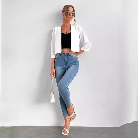 White short blazer, high-end fashion and casual temperament